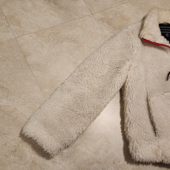 Tommy Hilfiger Womens M Medium Sherpa Fleece Deep Pile Furry Sweatshirt Jacket - Picture 10 of 16